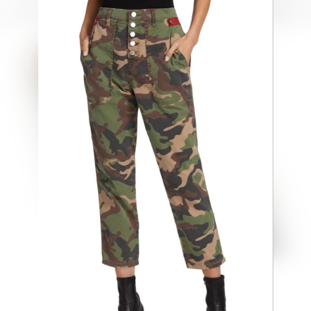 Veronica Beard Camouflage Button-Front Jeans